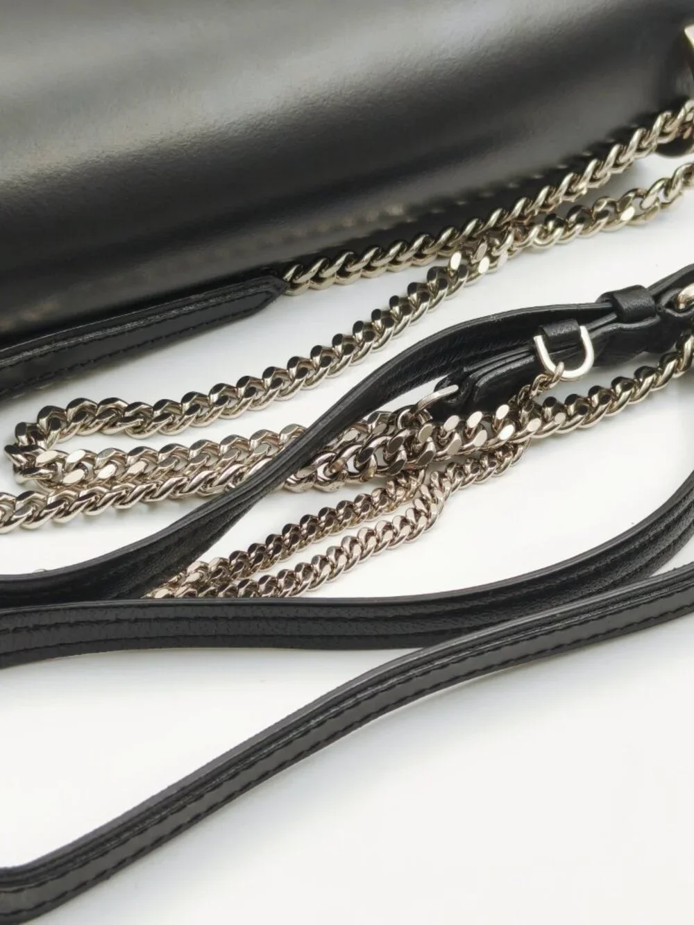 Jimmy Choo Black Leather Lockett Shoulder Bag Silver Chain Crossbody